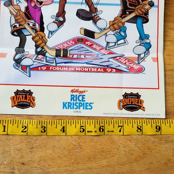 1993 Kellogg's Rice Krispies NHL ALL-STAR GAME POSTER SNAP, CRACKLE+ POP RARE - Picture 8 of 8
